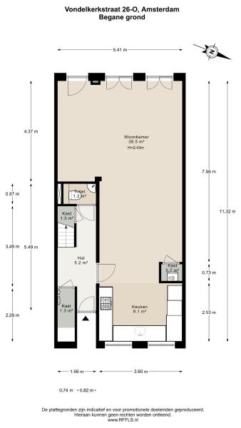 Floor Plan 1 - Vondelkerkstraat 26 O